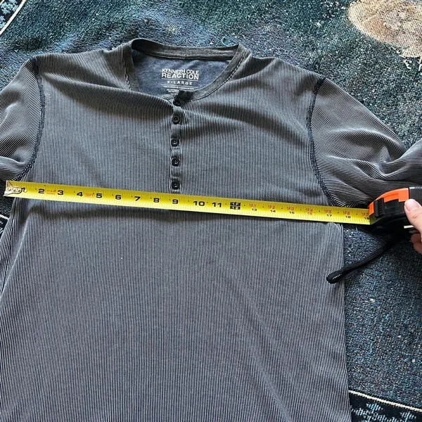 Kenneth Cole Reaction Gray Long Sleeve Tee 1/4 Button SZ XL Relaxed Loose Fit - Image 12
