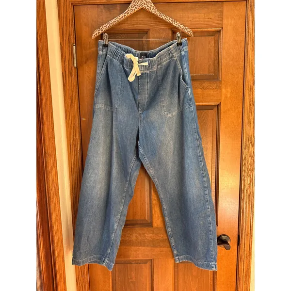 GAP High Rise Easy Barrel Jeans in Medium Indigo Size XL - Image 3