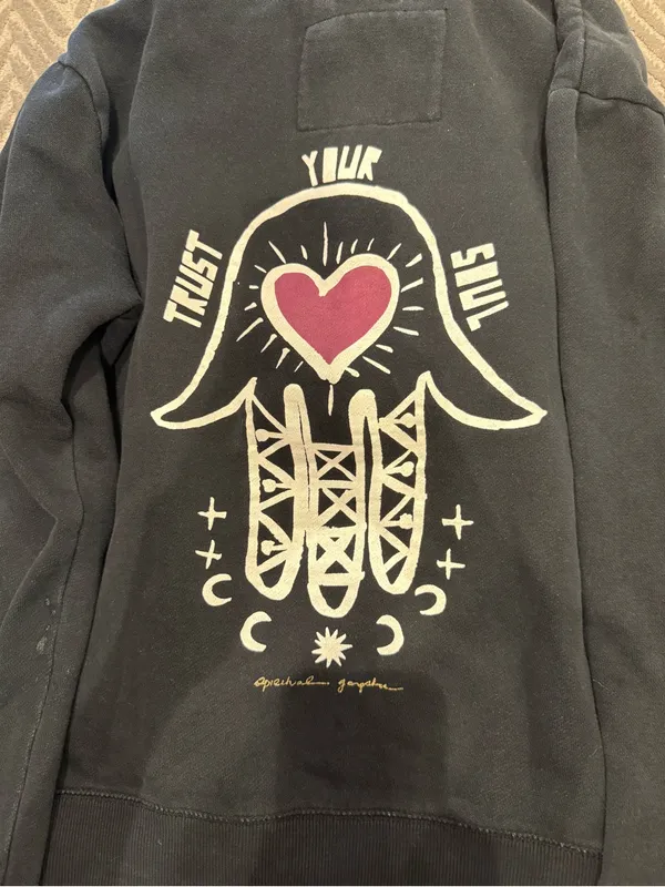 Spiritual Gangster Black Crewneck Sweatshirt with Gold Heart Logo - Image 5