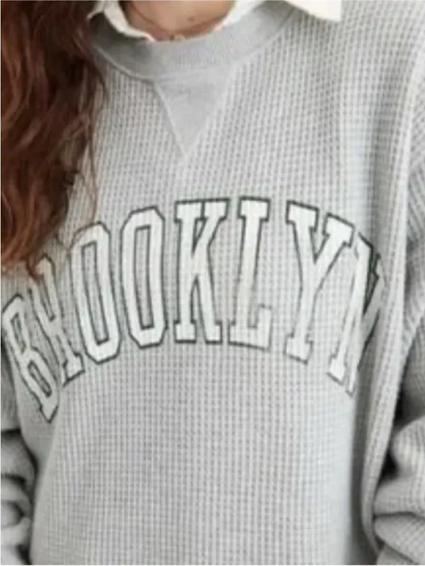Aerie Brooklyn The Sweat Waffle Crew Oversized Sweatshirt Medium - Image 2