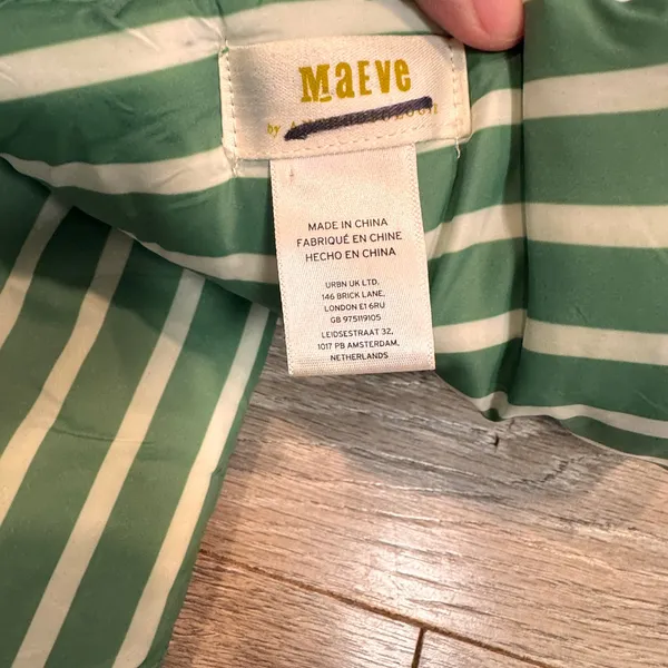 Maeve by Anthropologie Quilted Puffer Scarf‎ Green White Stripe Padded Warm - Image 3