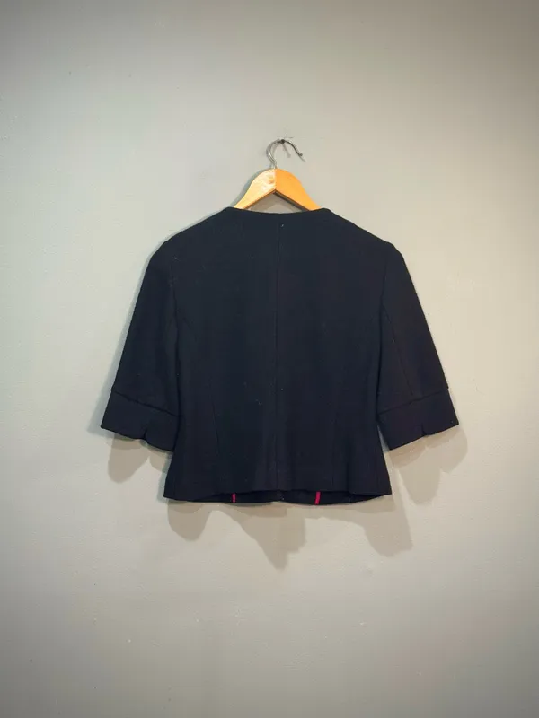 Black LOFT Cropped Double Breasted Jacket Size S EUC - Image 5
