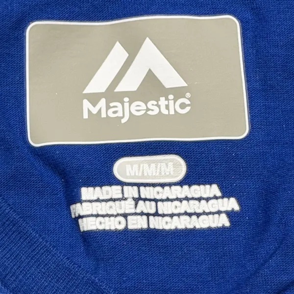 Majestic Chicago Cubs Cubbies V-Neck Graphic T-Shirt Blue Womens Medium MLB - Image 3