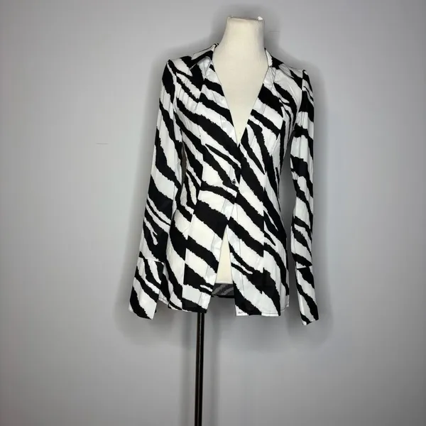 Pretty Little Thing- Black & White Zebra Stripe Button Down Top - Image 8