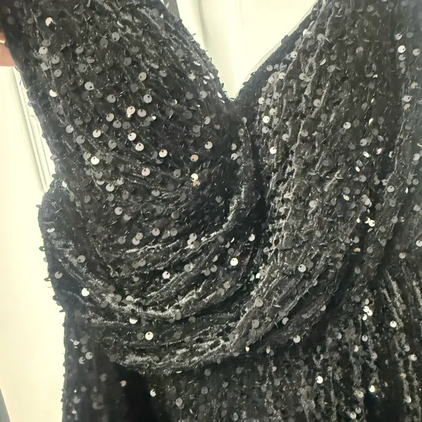 Stacees Black Sequin Dress size 16 - Image 2