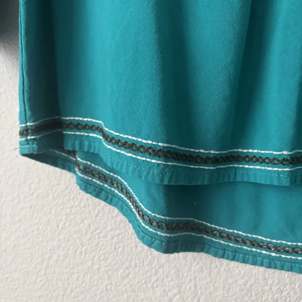 Ariat Women's Turquoise Pleated V Neck 3/4‎ Length Top Size Small Rodeo Western - Image 2