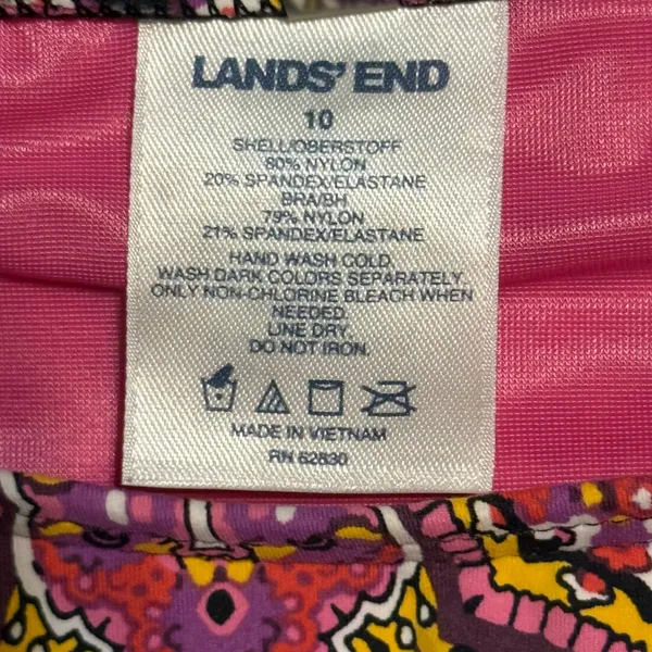 Lands End Womens Pink Orange Kaleidoscope Print Tankini Swim Top Size 10 - Image 3