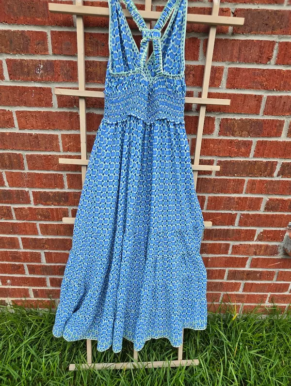 Max Studio — Blue Floral Tiered Maxi Dress - Sleeveless V-Neck M - Image 11