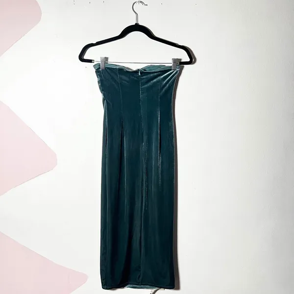 Selfie Leslie Must Be Fate Velvet Midi Dress Small Blue Luxury Glam - Image 2