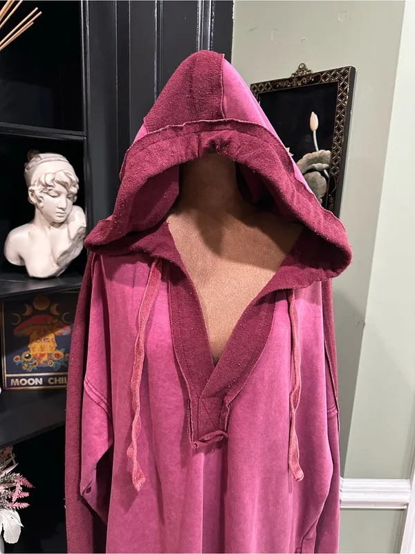 Oli & Hali Washed Pink Hooded Sweatshirt Tunic Dress – Size Large - Image 2