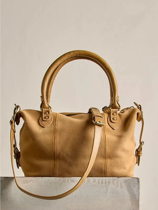 NWT Free People We The Free Suede Baby Emerson Bag Italian Straw - Image 3