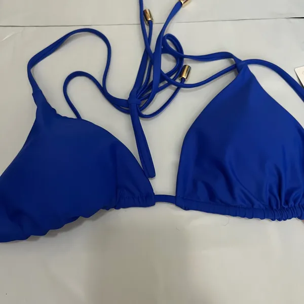 New Quince Women's Italian Triangle Bikini Top Electric Blue Size Small - Image 3