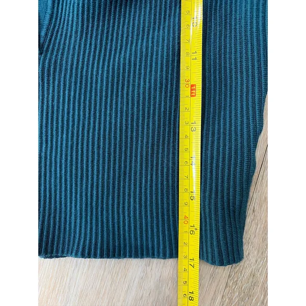 House Of Harlow 1960 Knit Polo Tank Medium Teal Ribbed Sleeveless - Image 3