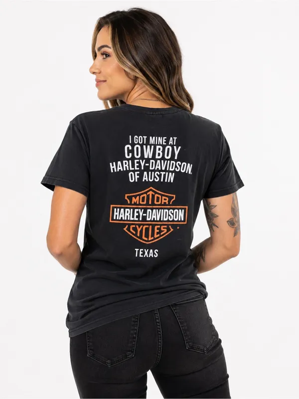 Harley Davidson Women M Moto Motorcycle Biker Girl Graphic Tee Western Grunge - Image 4