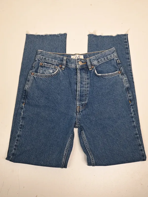We the Free Women's 24 Distressed Straight Leg Raw Hem Button Fly Jean - Image 4