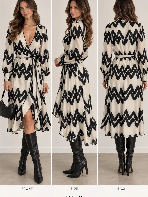 ALEXIS Abstract Wrap Dress XS | European Resort | Mod Minimalist | Vacation Chic - Image 2