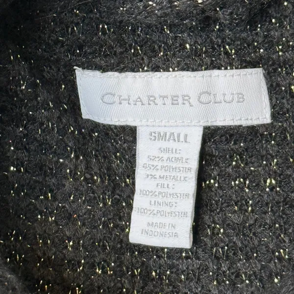 Charter Club Black Metallic Gold‎ Tweed Puffer Vest Quilted Jacket Size S - Image 3