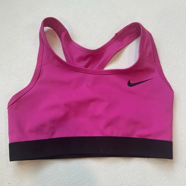 Nike Dri-FIT Sports Bra Pink Black Racerback Small Athleisure - Image 2
