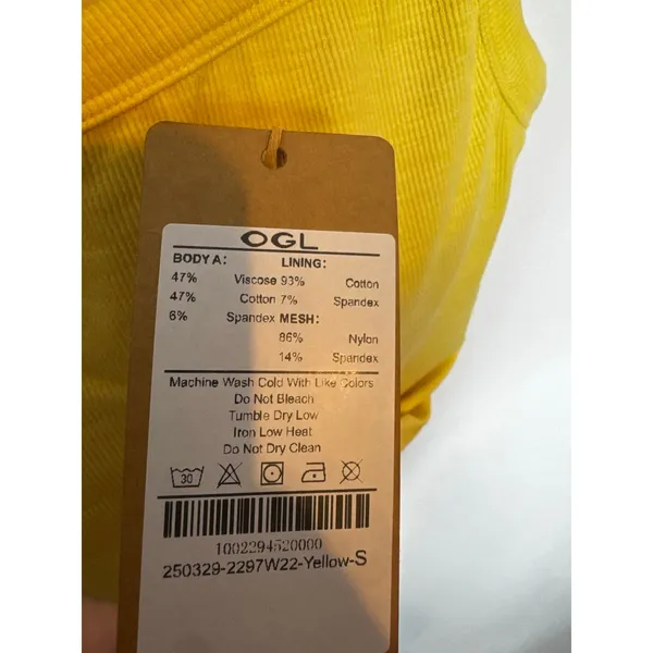 NWT OGL Move Butter Yellow Built-in Bra Square Neck Tank Top Women Size Small - Image 4