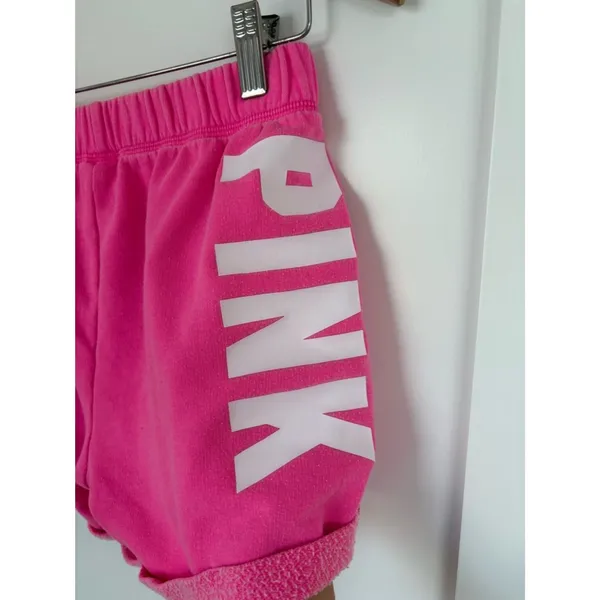 PINK Victoria’s Secret Pink Fleece Shorts Lounge Drawstring side Logo - XS - Image 5