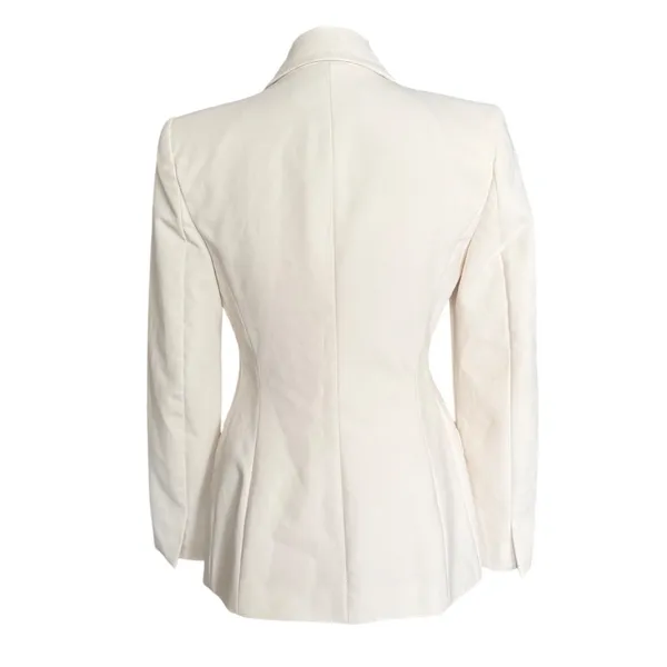 Zara Womens Cream White‎ Satin Lapel Tailored Single Button Blazer XS - Image 4