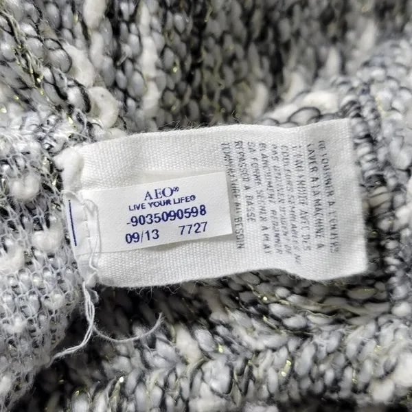 American Eagle Outfitters‎ Gray Speckled Knit Metallic Crewneck Sweater Size SP - Image 5