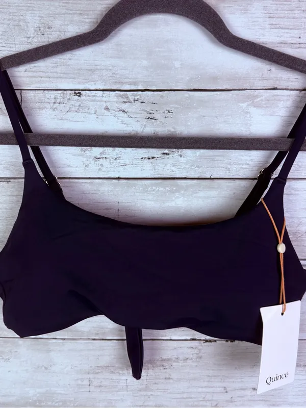 Quince Italian Scoop Neck Bikini Top Deep Navy Size Small - Image 4