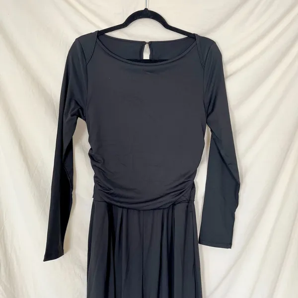 NWT Black V Neck Long Sleeve Ruched Jumpsuit with Pockets-Easy Peezy Edition M - Image 10