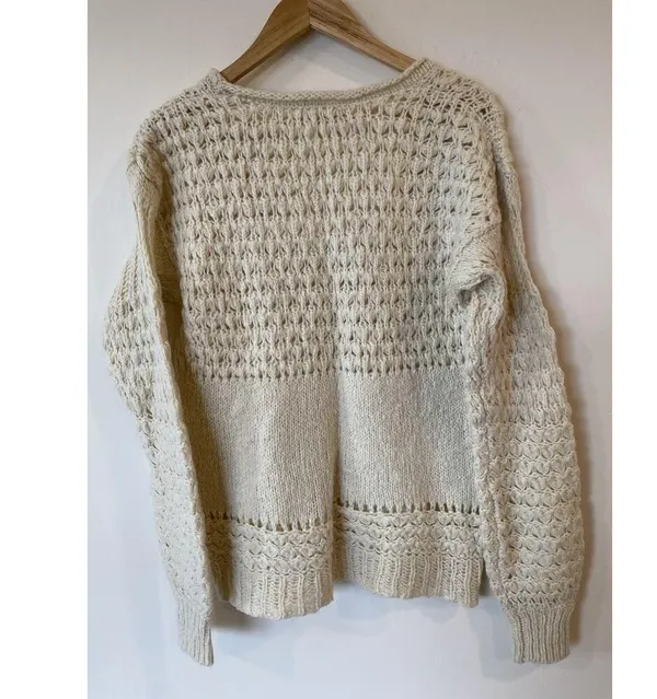 Free People Chunky Knit Boho Sweater Crotchet Soft Thick Oversized Size Small XS - Image 2