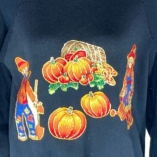 Tultex Scarecrow Pumpkin Fall Themed Women’s Vintage 90s Sweatshirt Large - Image 2
