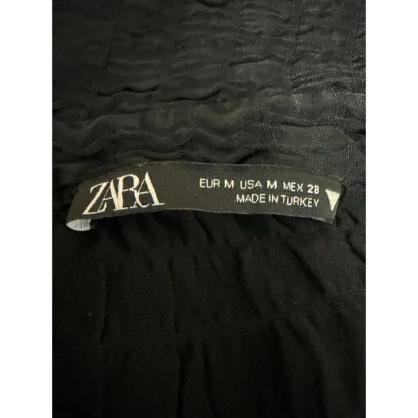Zara Black Long Sleeve Striped Textured Collared Button Down Shirt Blouse Top M - Image 4