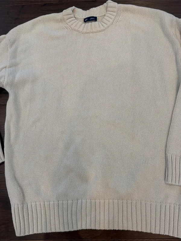 GAP Cream Crewneck Sweater Size Small Tall - C1-3650 - Image 4