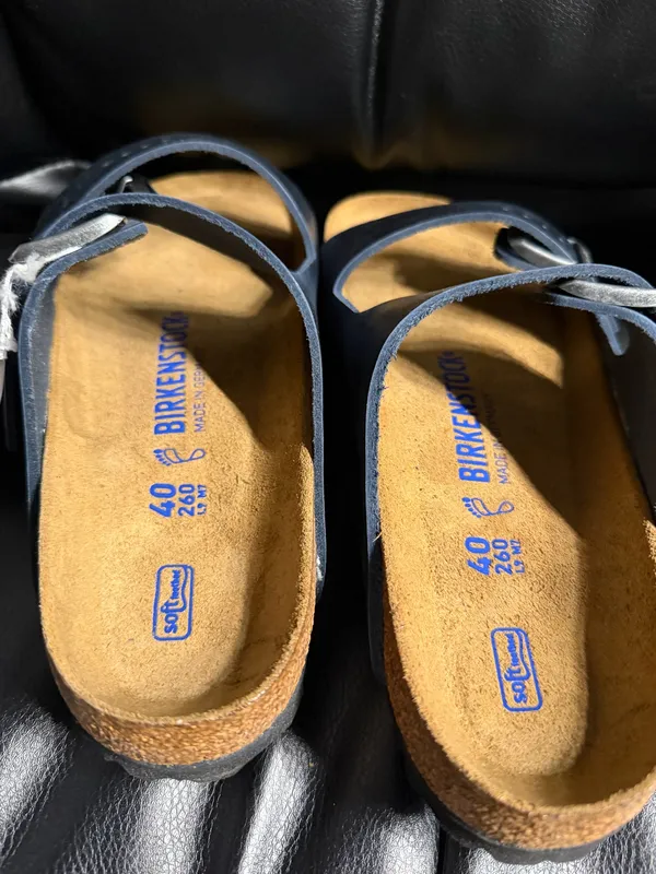 New with Box Birkenstock Arizona Blue Leather Soft Footbed 1013644 Regular - Image 4