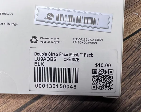 Lululemon Double Strap Face Mask NWT Unopened/Unused *BRAND NEW* (Black) - Image 6