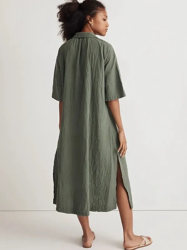 Madewell Lightestspun Cover-Up Maxi Shirtdress Sage Green Medium - Image 3