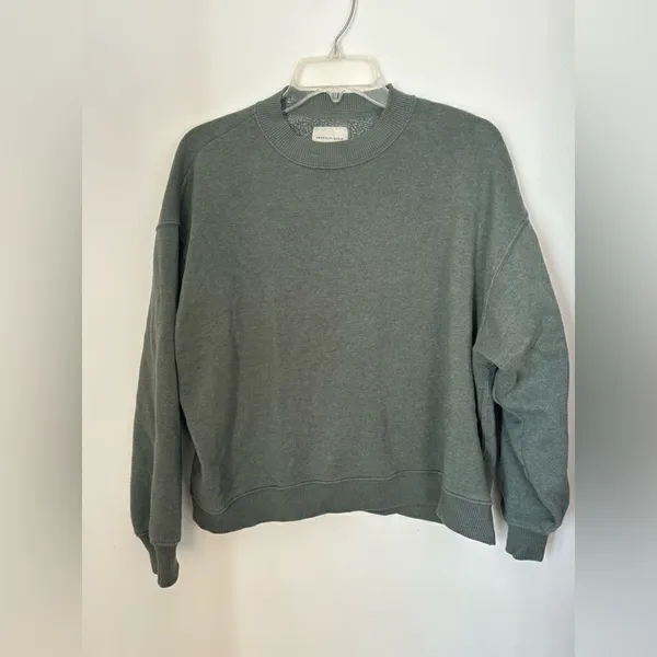 American Eagle Mock Neck Fleece Sweatshirt X-Small Green - Image 9