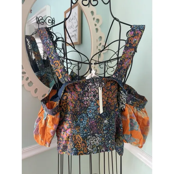ANTHROPOLOGIE‎ M Love The Label Patchwork Cropped Tank Off Shoulder Top coquette - Image 10