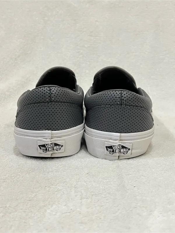 Vans Classic Grey Perf Leather Slip-On in Smoked Pearl Unisex Women’s Size 9.5 - Image 7