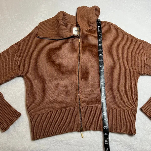 Abercrombie & Fitch Double Zipper Cardigan Size S Minimalist Preppy Casual - Image 8