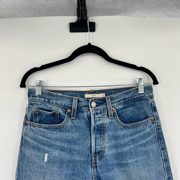 Levi’s Wedgie Cropped Ankle High Rise Distressed Raw Hem Jeans High Waisted 27 - Image 8