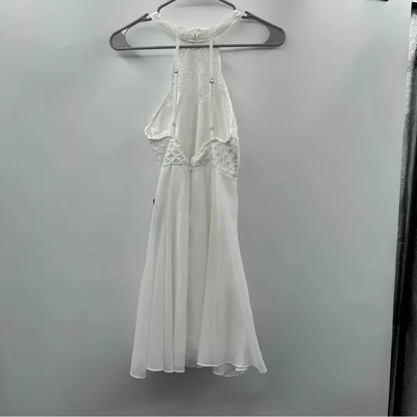 Lulus Dress Made in the Crocheted White Skater Halter‎ Neck Mini Dress Sz XS NEW - Image 6