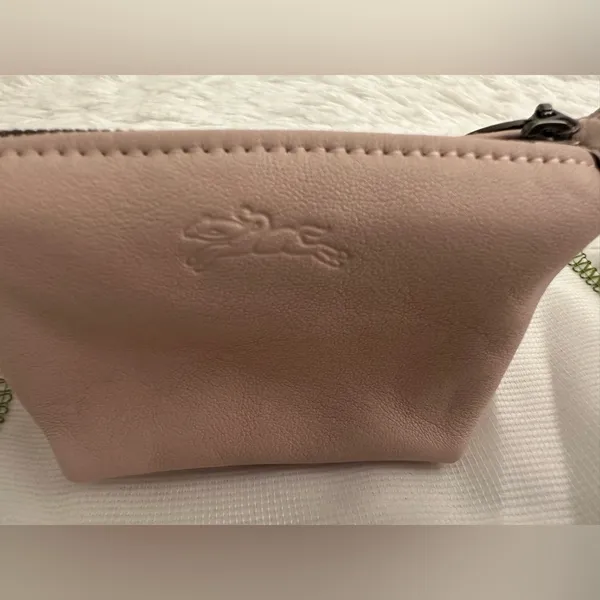 New Longchamp Le Pliage‎ Pale Pink Leather Coin Purse - Image 6