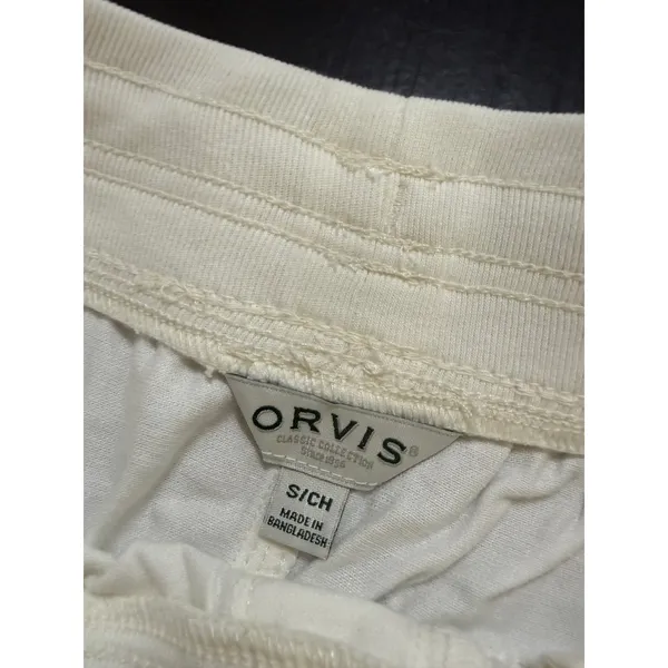 Orvis‎ Classic Collection Womens Cream Drawstring Elastic Waist Utility Shorts S - Image 3