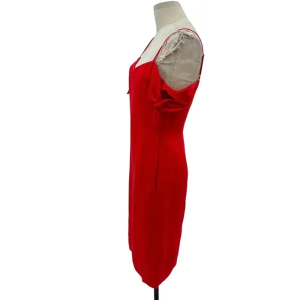Abercrombie and Fitch Dress Sheath Tie Off the Shoulder Linen‎ Blend Red Size 4 - Image 6