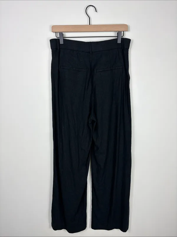 Abercrombie Linen Wide Leg Trousers Pants Black Women’s Size 30 10 Pleated - Image 7