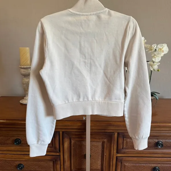 SKIMS Boyfriend Fleece Track Jacket Buff Size S NWT - Image 7