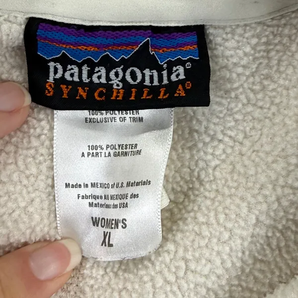 Patagonia Synchilla‎ Fleece Jacket Women's XL Beige Quarter Zip Pullover READ - Image 5