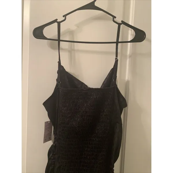 Wild Fable Womens Black Leopard Satin Sleeveless with Ruched Bodycon Dress Sz XL - Image 8