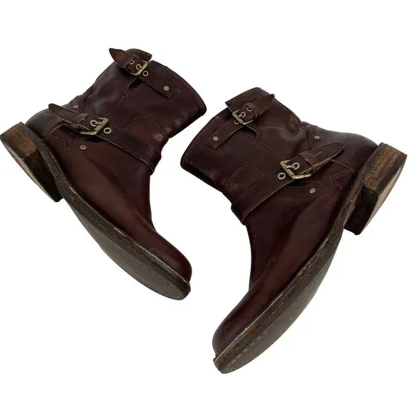 UGG Fabrizia Buckle Biker Boots Ankle Boots 7.5 Dark Brown 1001661 - Image 3