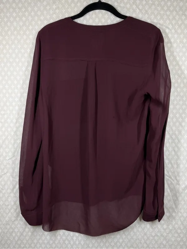 Wilfred Dark Purple‎ Silk Sheer Button Down Top - Image 3